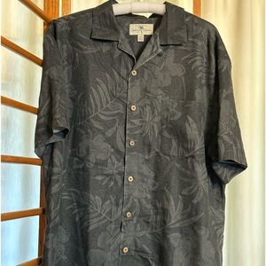 Island Shores Men’s XL Hawaiian Short Sleeve Button Up Shirt Dark Grey